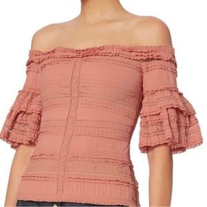 Cinq a Sept Off the Shoulder Lace Top- Size XS